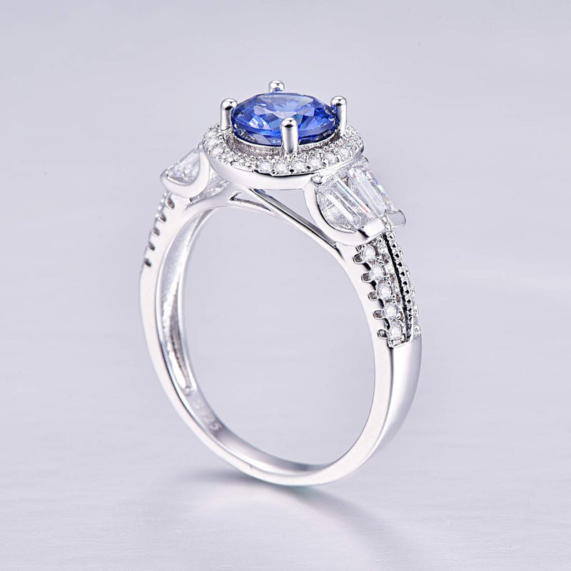 Empsoul 925 Sterling Silver Rainbow Ring Princess Cut Purple & Rainbow Topaz Anniversary Engagement Wedding Ring for Women US6 Sea Blue - BeesActive Australia