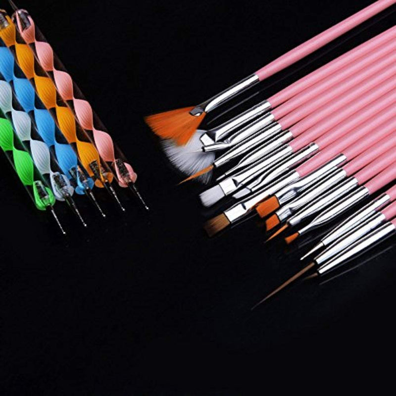 YAOBABBY Nail Art Design Dotting Painting Drawing Polish Brush Pen Tools 20PCS - BeesActive Australia