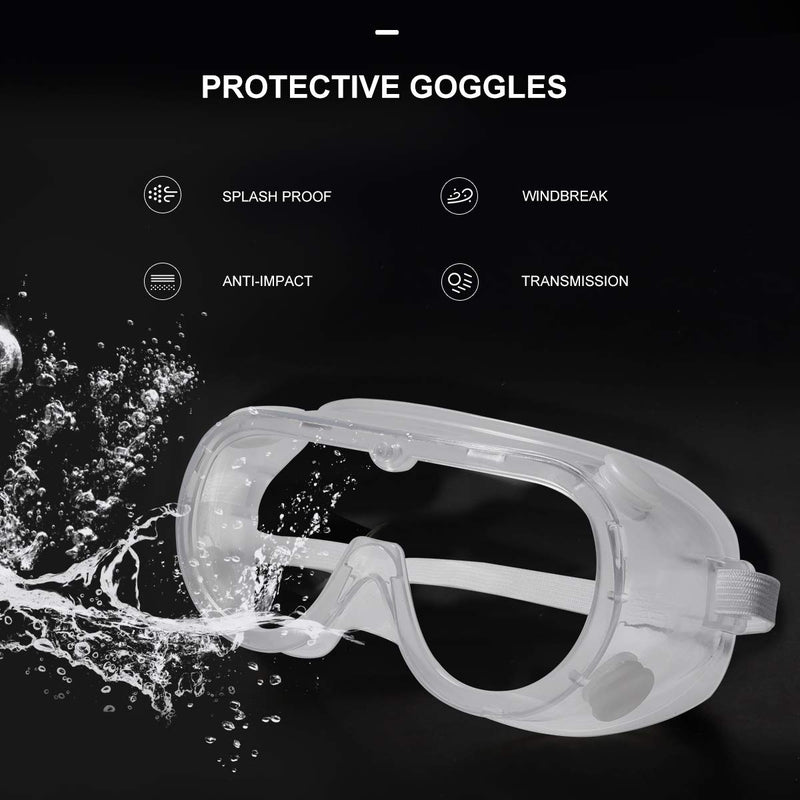 Vanlinker Safety Goggles over Glasses Anti Fog Scratch Lab Goggles Vented VL9525 Transparent - BeesActive Australia