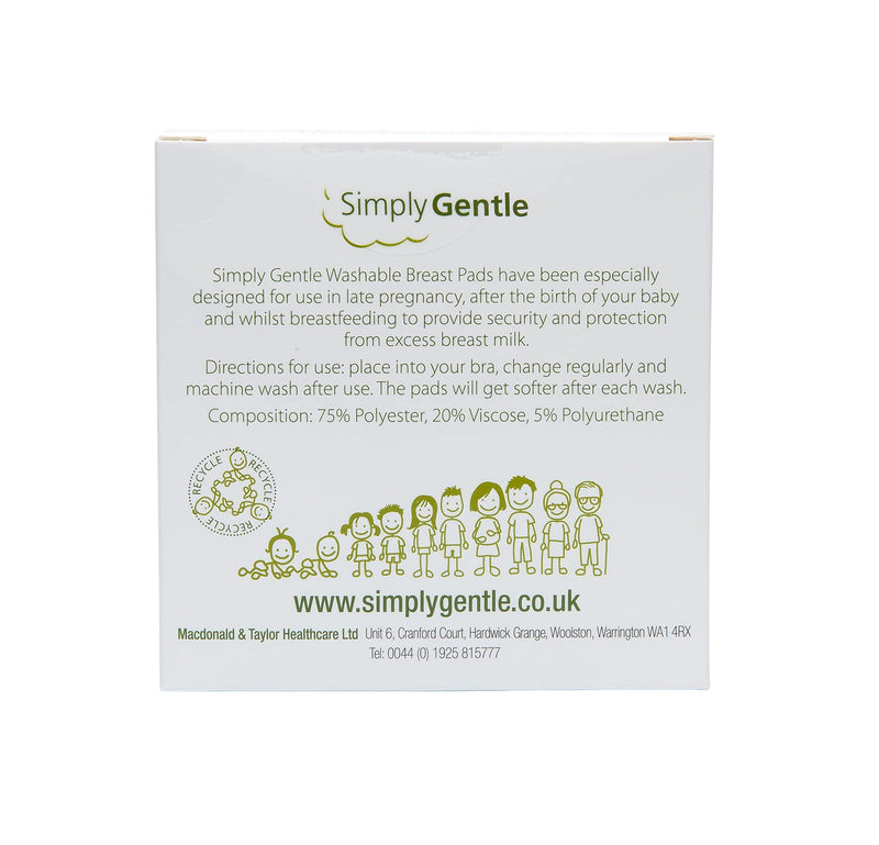 Simply Gentle Washable Breast Pads – Soft & Absorbent – Discreet - Leak-proof Protection – Anti-Microbial & Easy to Wash – 6 Pads - BeesActive Australia