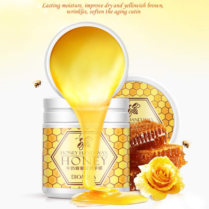 BIOAQUA Natural Honey & Milk Gentle Hand Wax Soft Peel Off Mask Silky Skin Natural Extracts Moisturizing Hydrating Nourish 170g - BeesActive Australia