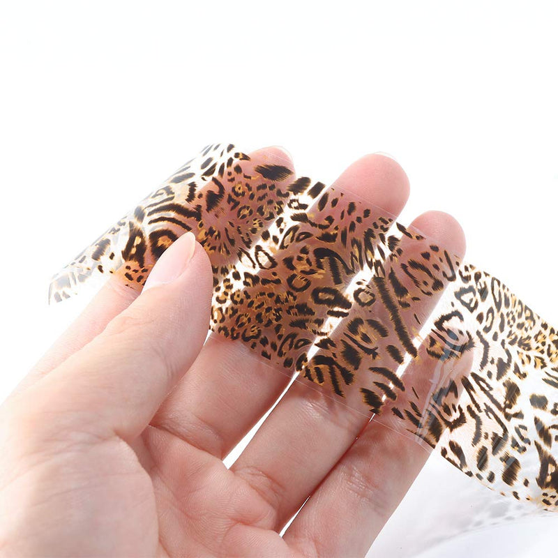 Leopard Nail Foil Transfer for Women 20 Sheets Holographic Nail Art Foil Mixed Laser with Transparent Leopard Stickers DIY Nail Art Designs Manicure Decoration - BeesActive Australia