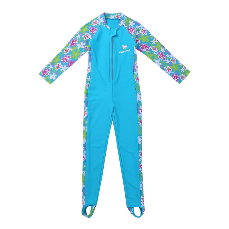 Alvivi Kids Girls One Piece Zip up Rash Guard Shirt Swimsuit Bathing Suit UPF 50+ Sun Protection Swimwear Sky Blue Floral Printed 2-3 - BeesActive Australia