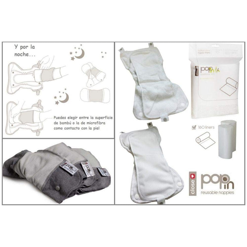Close Pop-in Night Time Reusable Nappy Booster Bundle Pack with 3 Grey Cloth Nappy Booster for Nightime - BeesActive Australia