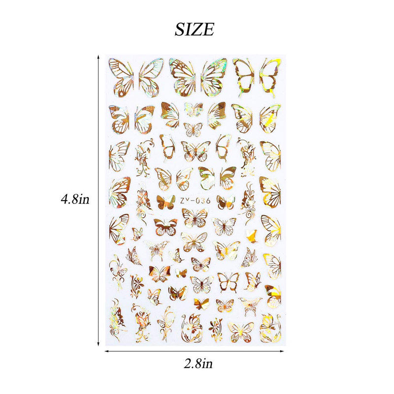 Butterfly Nail Art Stickers Decals Supplies 8 Sheets 3D Self-Adhesive Fashion Butterfly Nail Design Acrylic Decorations for Women Girls Kids DIY Nail Accessories Manicure Tips - BeesActive Australia