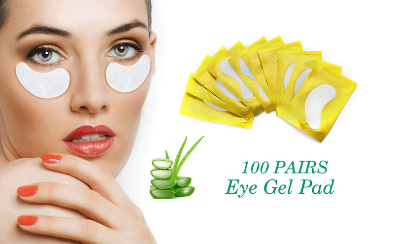 100 Pairs Set Under Eye Pads, Comfy and Cool Under Eye Patches Gel Pad for Eyelash Extensions Eye Mask Beauty Tool (Gold) Gold - BeesActive Australia