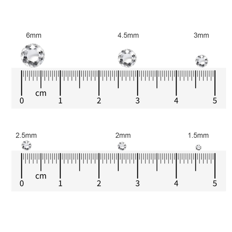 2000PCS Clear Round Crystal Rhinestones, 6 Size Non-Self-Adhesive Flat Back Gemstone with Tweezers and Picking Rhinestones Pen for Crafts Nail Art Eye Makeup Clothes Shoes Bags DIY Decoration - BeesActive Australia