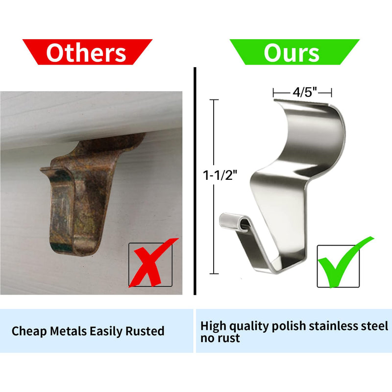 24-Pack Vinyl Siding Hooks Hanger, Heavy Duty Stainless Steel No-Hole Needed Vinyl Siding Clips for Hanging, Vinyl Siding Hooks for Outdoor Decorations (24 Pack) 24 - BeesActive Australia