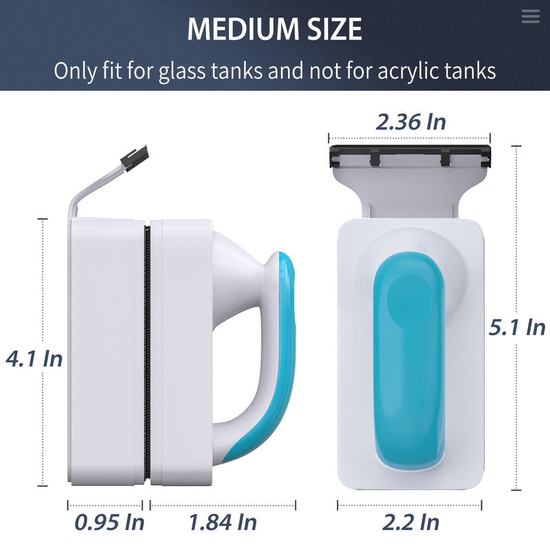 Pawfly Aquarium Strong Magnetic Brush Stain Cleaner with Detachable Stainless Steel Scraper and Non-Slip Handle Floating Cleaning Scrubber Tool for Glass Fish Tank (Not for Acrylic Tank) Medium - BeesActive Australia