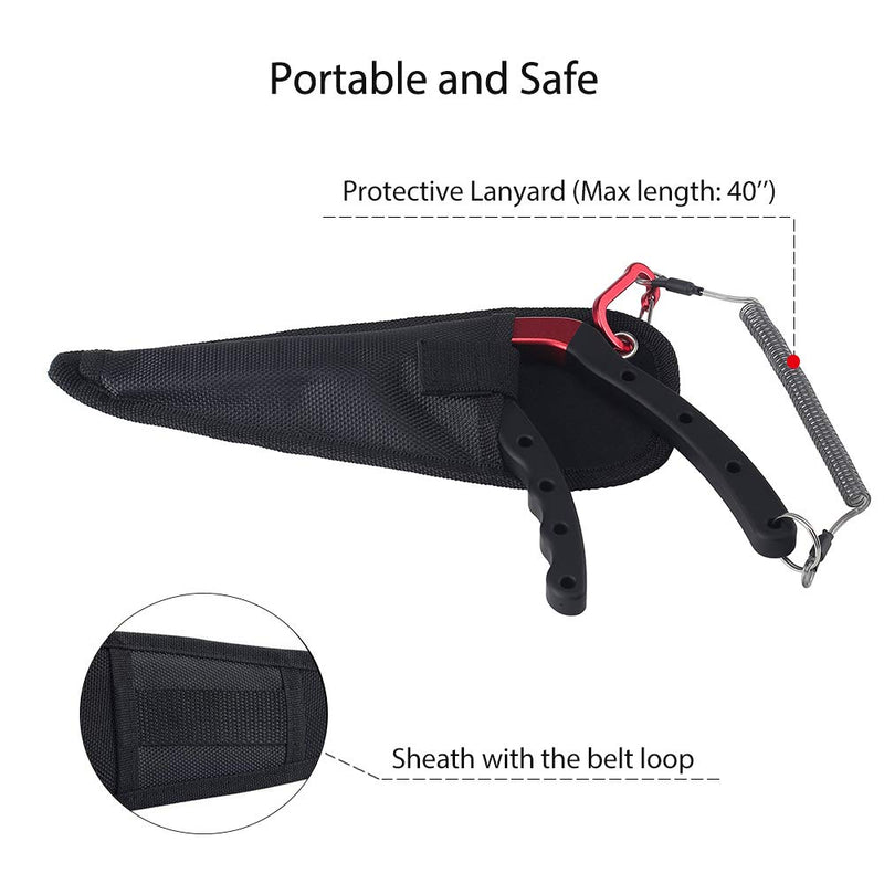 Night Cat Fishing Pliers with Sheath and Lanyard, Long Nose Jaws Braid line Cutters, Saltwater Crimper,Split Ring Openers,Hook Removers, Fishing Tools Gears Rustproof 9'' H-Shaped Handle Plier RED - BeesActive Australia