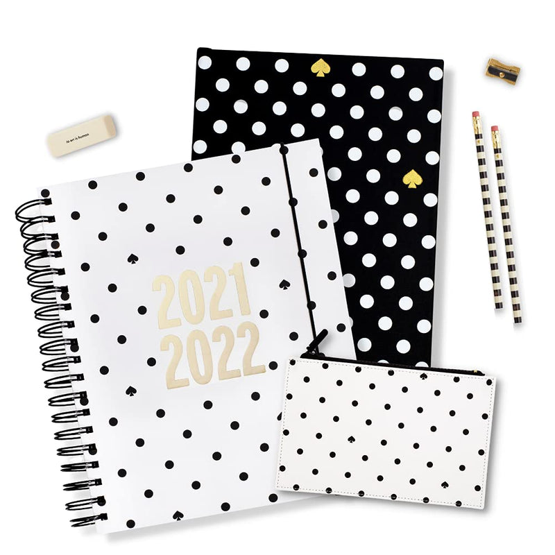 Kate Spade New York Black/White Ruled Writing Journal, Bound Notebook with 200 Lined Pages, Polka Dots - BeesActive Australia