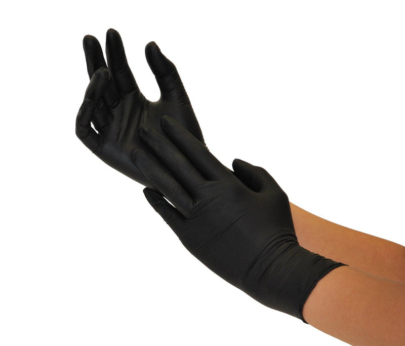 Nitrile Gloves 100 Pieces Box (L, Black) Disposable Examination Gloves, Powder Free, Latex Free, Non Sterile, Medical, Tattoo, Gloves, Single Use - BeesActive Australia