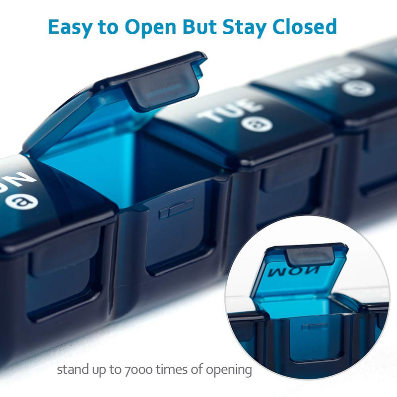 Large Pill Box Organiser, 2pack Weekly Travel Pill Organiser, Pill Boxes 7 Day 2 Times a Day Big Compartments Pill Case 14day XL Medication Tablet Dispenser for Fish Oil Vitamin Holder Supplement Blue-purple - BeesActive Australia