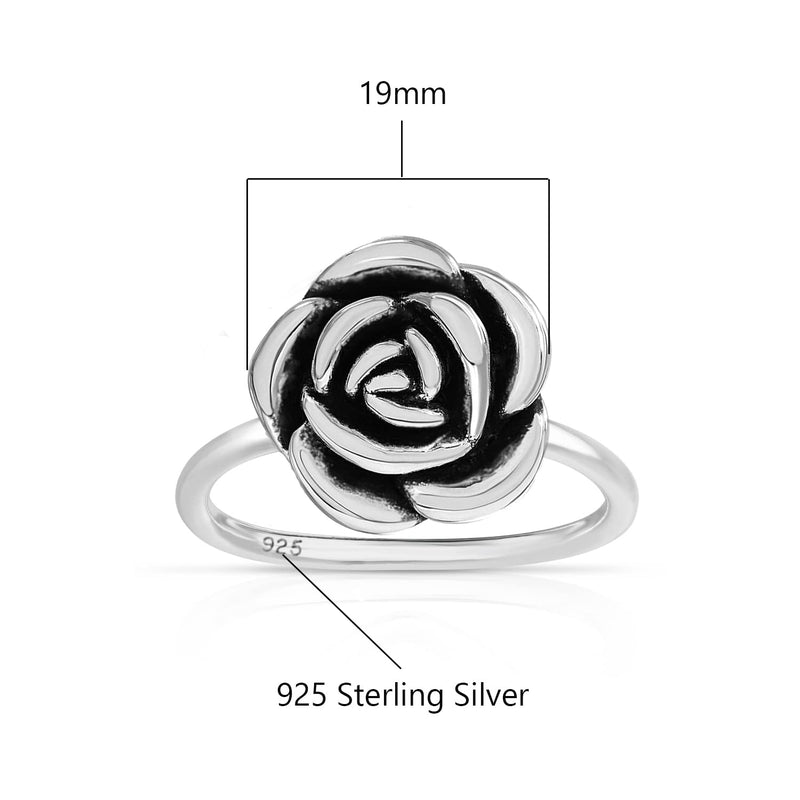 Savlano 925 Sterling Silver Hollow Rose Flower Ring Band for Women & Girls - Made in Italy Comes With a Gift Box 8 - BeesActive Australia