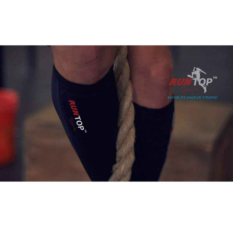 RUNTOP Neoprene Shin Sleeves for Rope Climbing Shin Guards Sleeves for Deadlifting Weightlifting Powerlifting Cross Fitness Training Box Jumping Compression Leg Calf Support Protector Men Women Black-Pair Medium - BeesActive Australia
