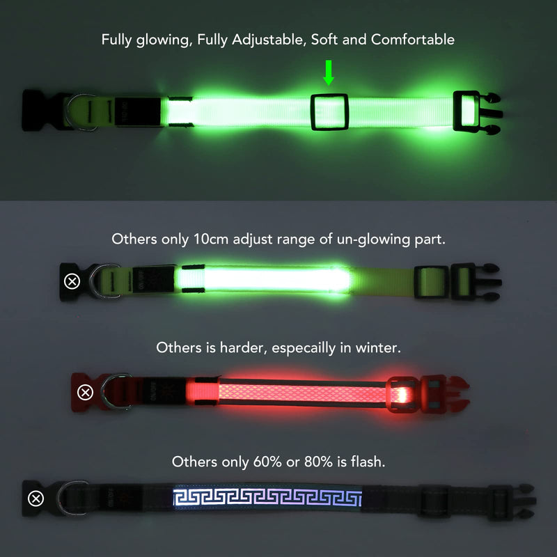 KOSKILL Light Up Dog Collar at Night, Led Dog Collar Adjustable, Lighted Dog Collar Rechargeable Waterproof, Dog Lights for Night Walking, Glow in The Dark Dog Collars Light for Medium Large Dogs Green - BeesActive Australia