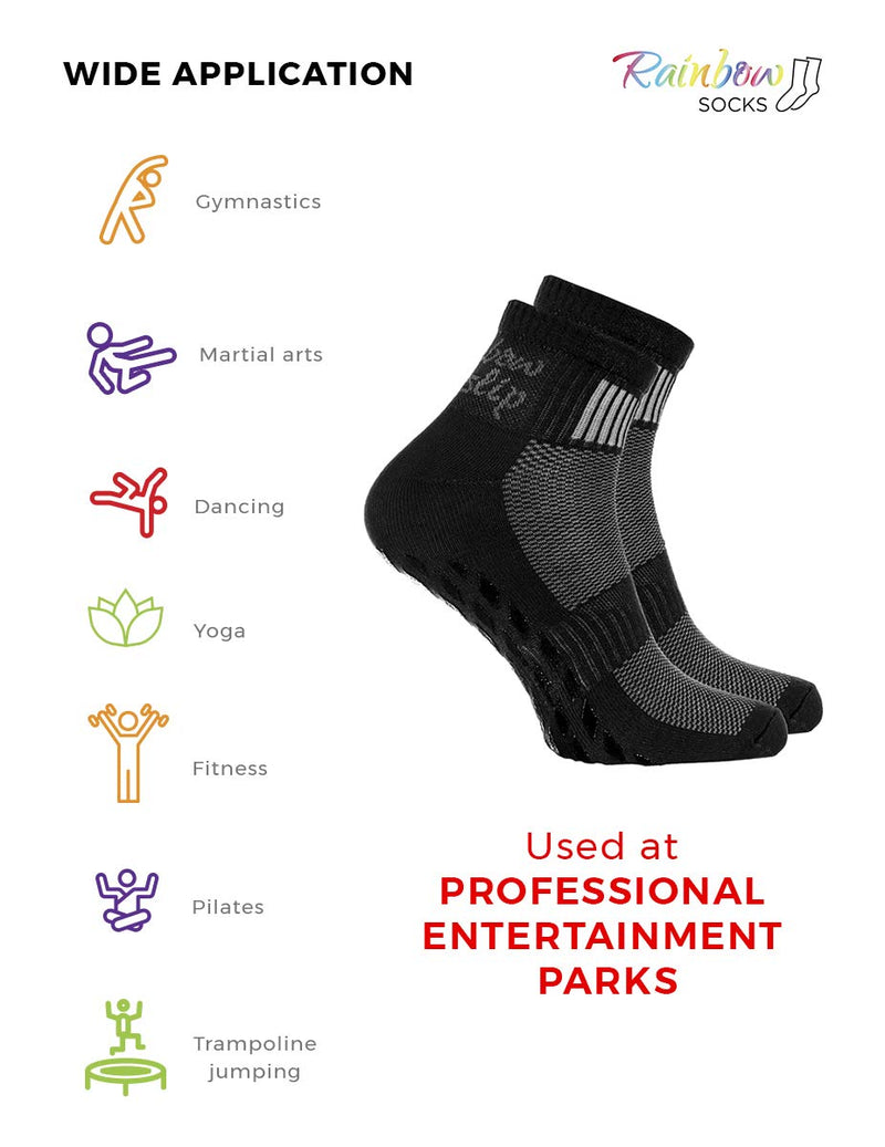 Rainbow Socks Women Men Cotton Non Slip Grip ABS Sport Socks 36-38 2 X Black - BeesActive Australia