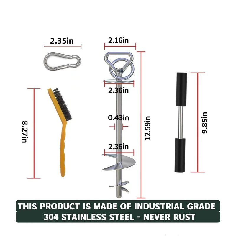 Dog Tie Out Stake-Heavy Duty Quality Dog Stakes,Dog Stake Accommodates 2 Large Dogs,Dog Run Allows Dogs Up to 200lbs to Be Free and Safe On/Camping/Beach/Yard（with Brushe/Stainless Steel Carabiner） - BeesActive Australia
