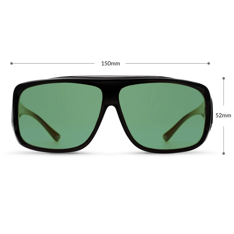 MigraLens OverView Fit-Over Glasses for Migraine Relief| Large Size | Outdoors and Computer Screens | Unisex | Green Lenses - BeesActive Australia