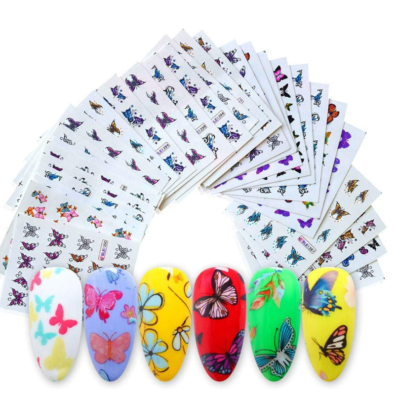 Butterfly Nail Art Stickers Decals Nail Accessories Decorations Supplies Nail Stickers for Women Girls Butterfly Water Transfer Decals  Manicure Nail Design Slider Summer Butterfly Nails 30 Sheets - BeesActive Australia