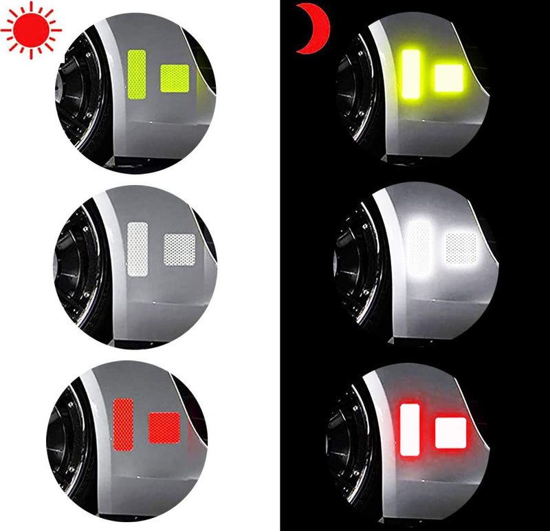 KOOU 30pcs Reflective Sticker Safety Warning Tapes Diamond Grade Waterproofs High Intensity Night Visibility Adhesive Decals for Helmet Scooter Motorbike 12pcs Yellow+ White+red 4x12cm - BeesActive Australia