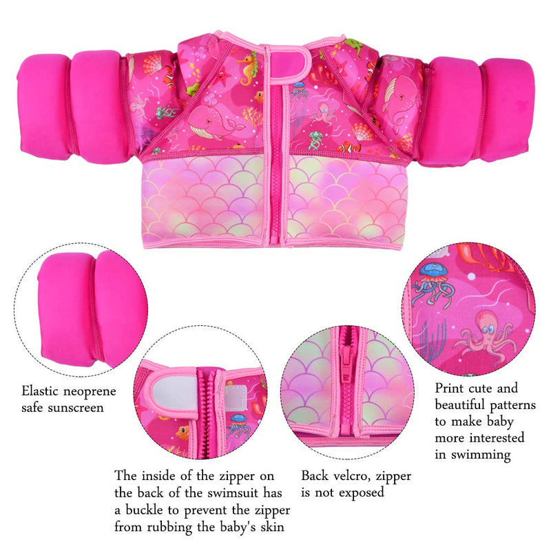 [AUSTRALIA] - iToobe Swimming Jacket for Kids Boys Girls Child Size Watersports Swim Vest Flotation Device Cute Whale Print Beautiful Mermaid Pattern Suitable for 20-33 lbs (S) 33-55 lbs(M) Pink Small 