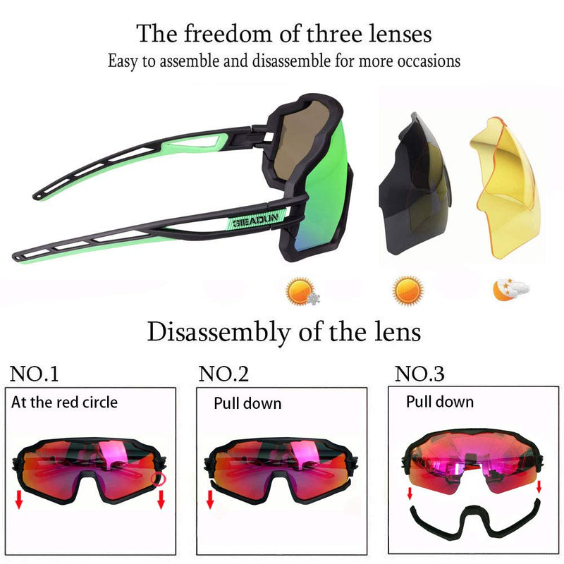 Sports Sunglasses Cycling Glasses Polarized UV400 fFishing, Ski Running,Golf All Black and Green - BeesActive Australia