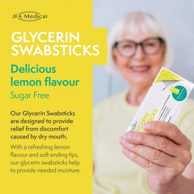 JFA Medical Glycerin Swabsticks Lemon Flavour Sugar Free Swab Sticks for Dry Mouth - Box of 75 - BeesActive Australia