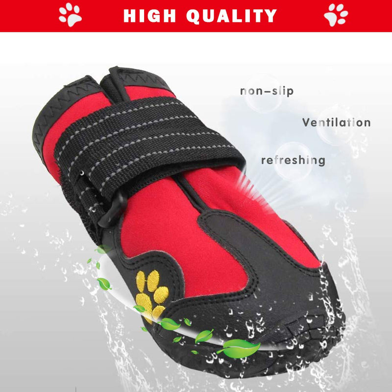 PK.ZTopia Dog Boots, Waterproof Dog Boots, Dog Rain Boots, Dog Outdoor Shoes for Medium to Large Dogs with Two Reflective Fastening Straps and Rugged Anti-Slip Sole (Black 4PCS). Size 8: (3.35"x2.95")(L*W) for 74-88 lbs Red - BeesActive Australia