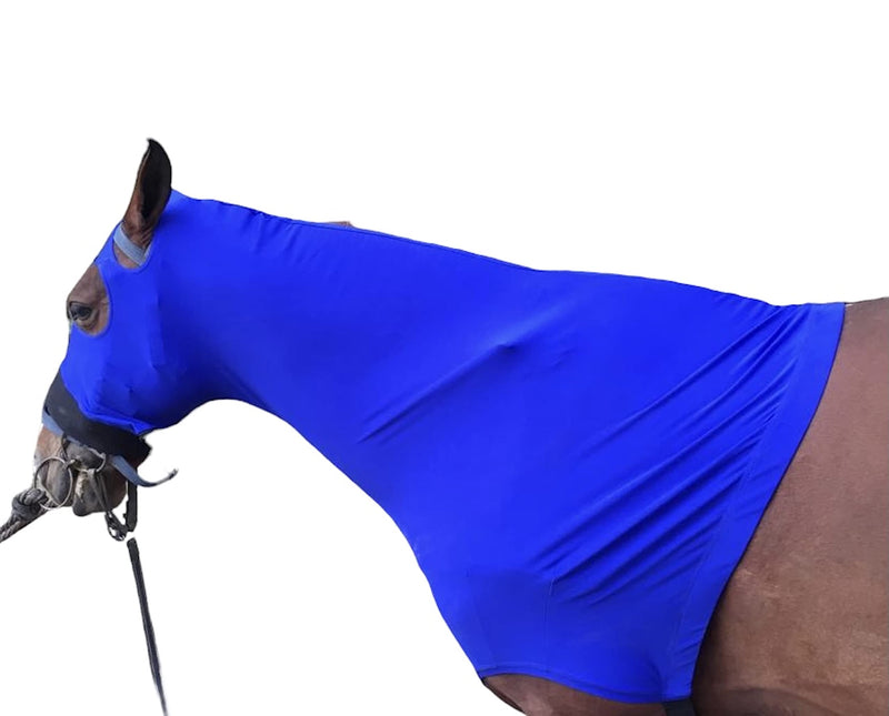 Majestic Ally Stretch Lycra Horse Hood with Zipper Medium Royal Blue - BeesActive Australia