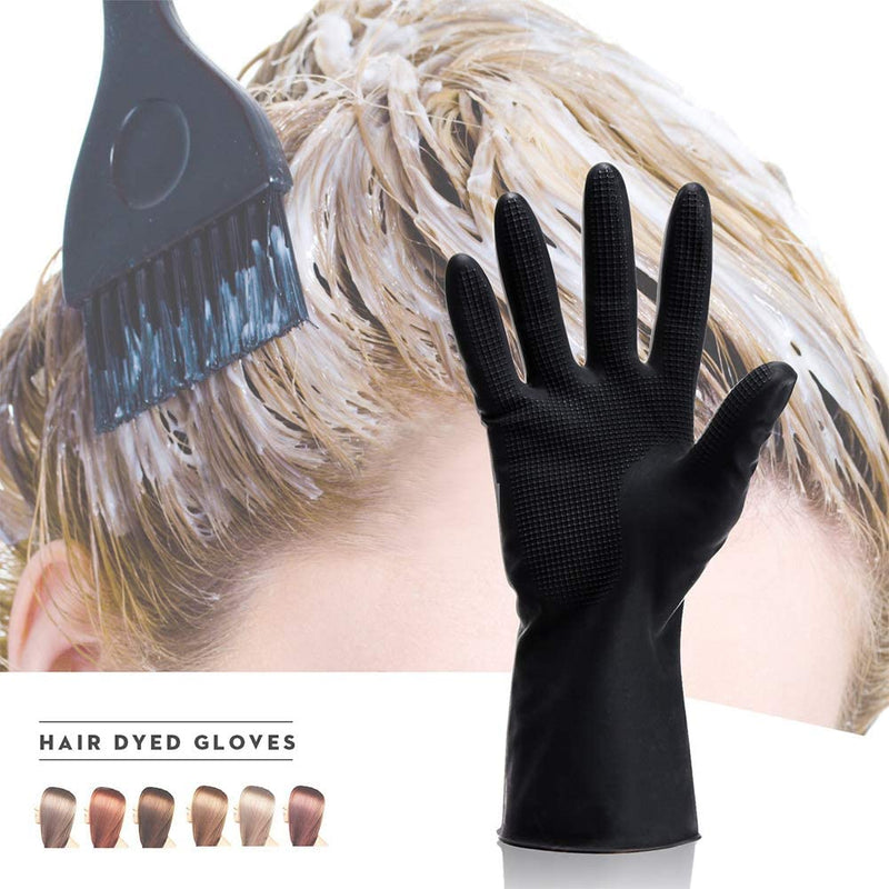 Hair Dye Gloves, Black Reusable Rubber Gloves, Professional Hair Coloring Accessories for Hair Salon Hair Dyeing,2Pcs - BeesActive Australia