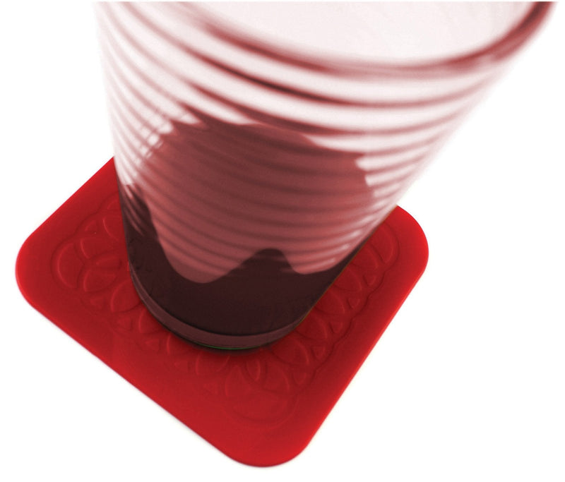 Tenura Red Non Slip Heat Proof Coasters Square 9x9 cm for Coffee, Tea, Beer, Mug, Wine on Tables, Counters, Cabinets Pack of 4 - BeesActive Australia