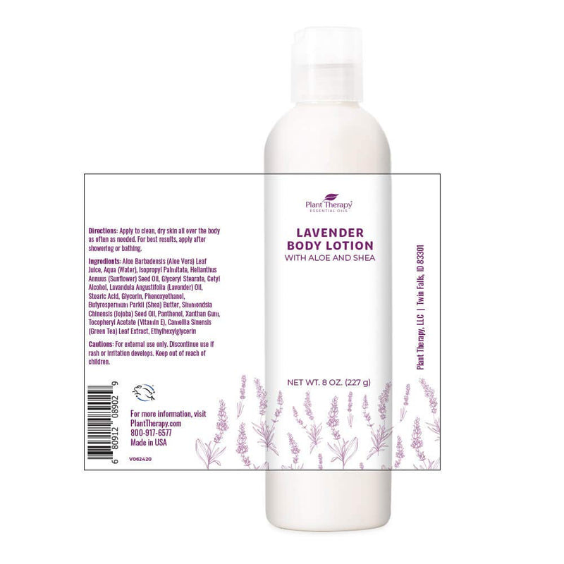 Plant Therapy Lavender Body Lotion with Aloe and Shea, Hydrate and Nourish Skin with Botanical Ingredients, 8 oz - BeesActive Australia