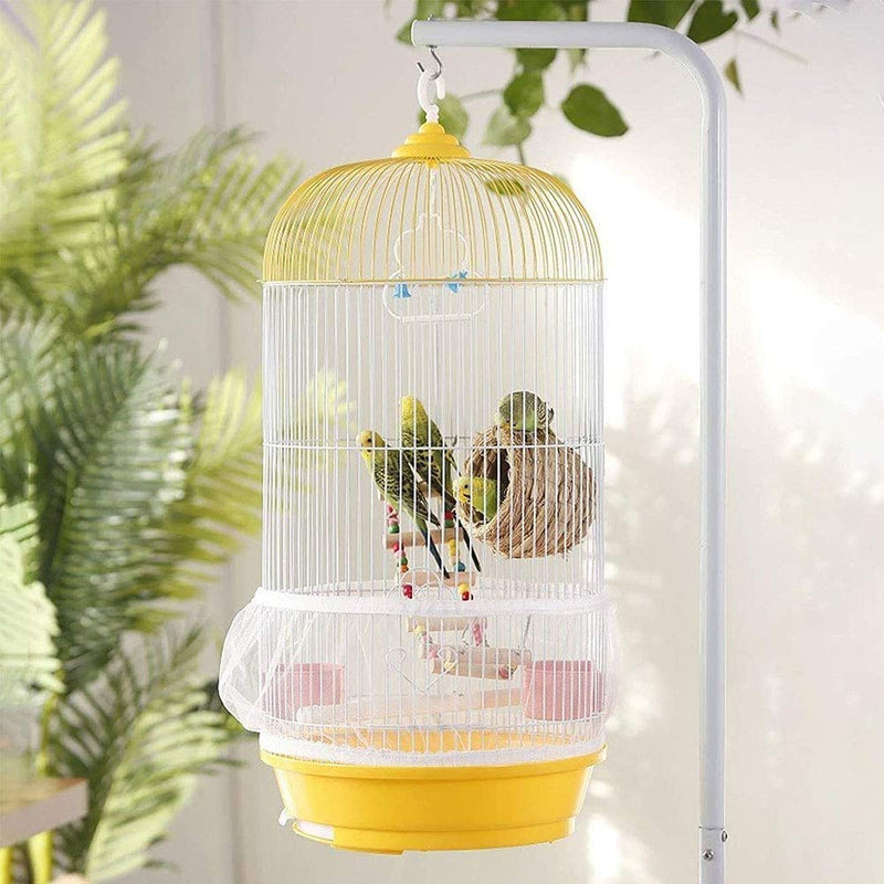 GOTOTOP 4 Colors Ventilated Nylon Bird Cage Cover Shell Seed Catcher Pet Products Large Size Bird Cage Seed Catcher Seeds Guard Parrot Nylon Mesh Net Cover Stretchy Shell Skirt Traps Cage Basket White - BeesActive Australia
