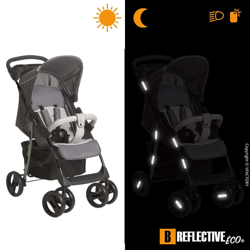B REFLECTIVE Éco Basic, (2 Pack) 10 Retro Reflective Stickers kit, Night high Visibility Safety, Universal Adhesive for Bike/Stroller/Buggy/Helmet/Motorbike/Scooter/Toys, 7 x 1,8 cm, Black Set of 2 - BeesActive Australia