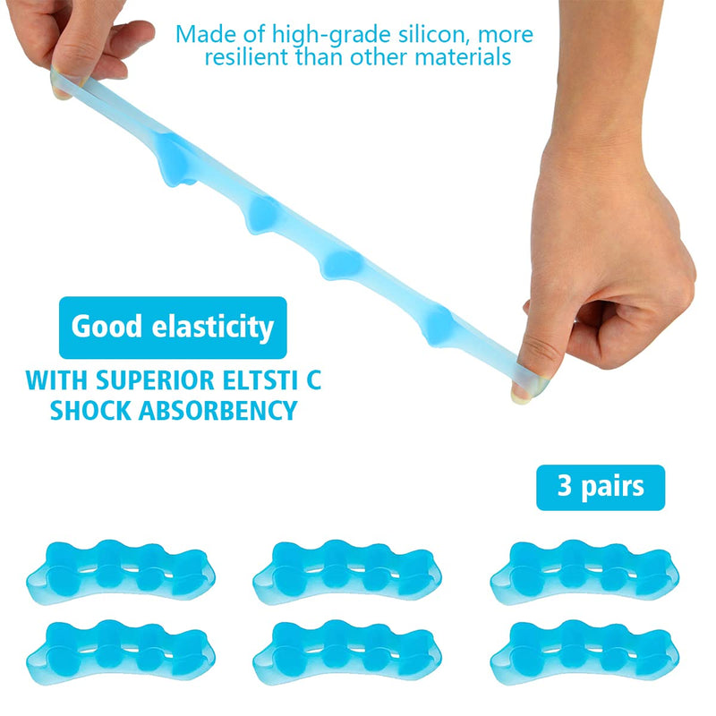 3Pairs Toe Separator, Gel Toe Separators Stretchers Spacers, Toe Spacer for Overlapping Toes to Relax Toes,Toe Straighteners for Correct Bunions,Manicure,Spacer Running Yoga Pedicure(Blue) 3pairs Blue - BeesActive Australia