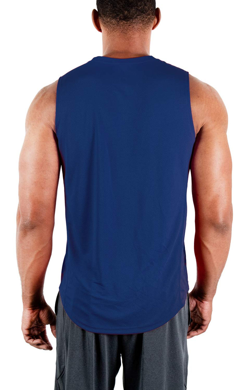 DEVOPS Men's 3 Pack Cool Dry Fit Muscle Sleeveless Gym Training Performance Workout Tank Top Large Black / Navy / Gray - BeesActive Australia
