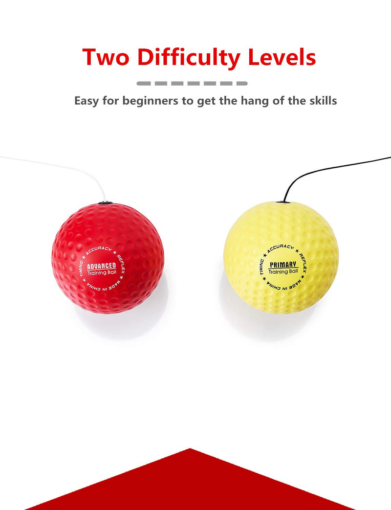 YMX Boxing Training Reflex Ball - Adjustable Elastic Head Band, Light Weight Soft Foam Balls - Improve Hand to Eye Coordination, Reaction Speed, Focus, Accuracy - Cardio Sports Exercise Equipment Yellow/Black - BeesActive Australia