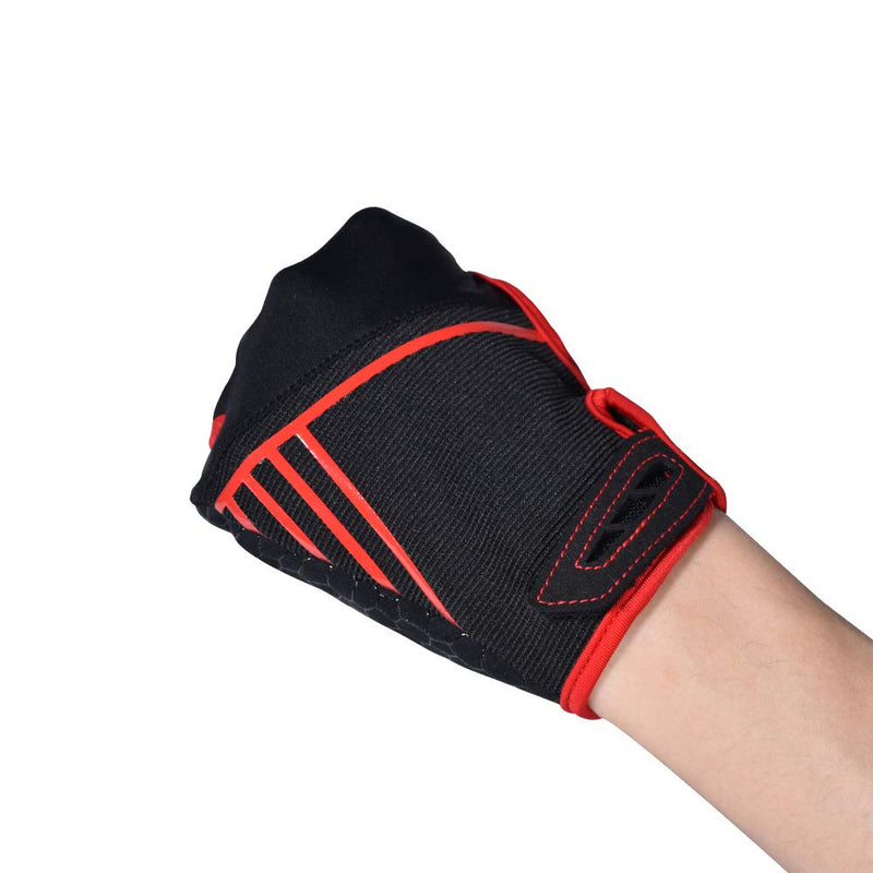 Professional Anti-Skid Bowling Gloves Comfortable Bowling Accessories Semi-Finger Instruments Sports Gloves Mittens for Bowling Black Red Medium - BeesActive Australia