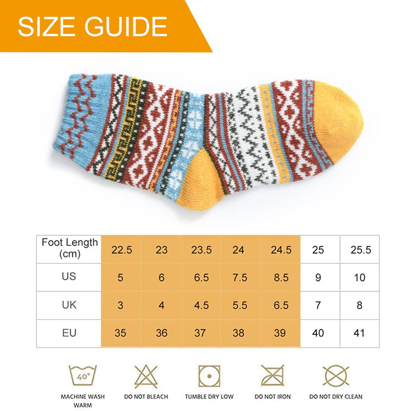 FYC 5 Pairs Womens Thick Knitted Wool Warm Socks Casual Socks for Women Free Size Mixed Colors-1 - BeesActive Australia