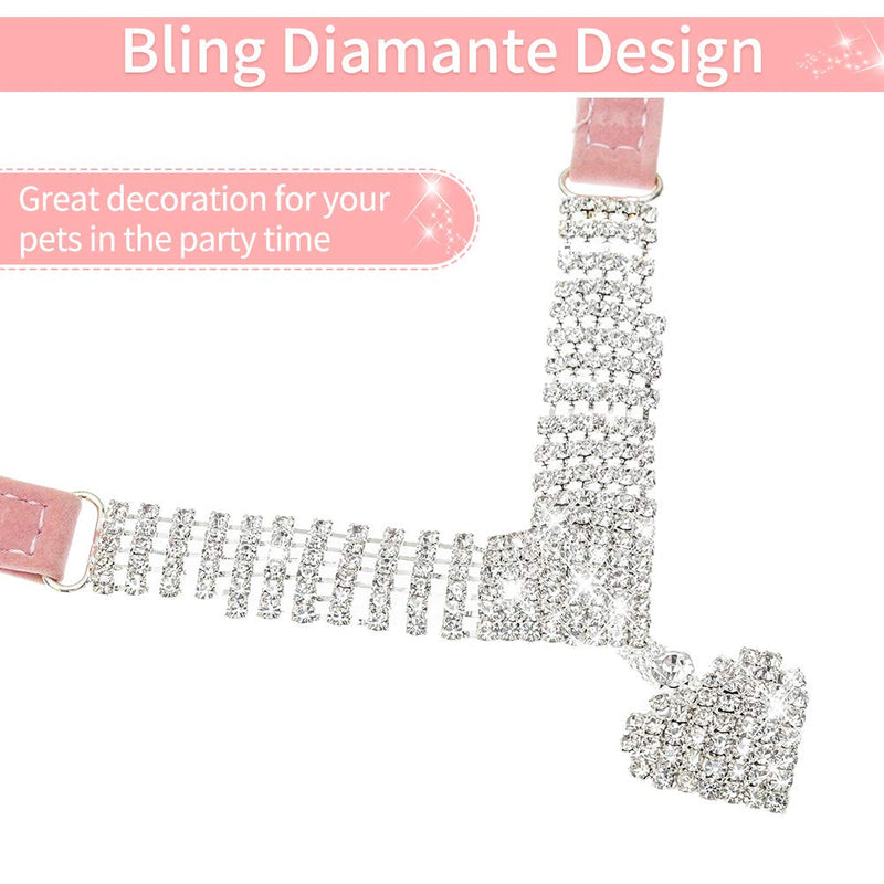Rhinestone Dog Collar, Cute Bling Pet Puppy Cat Crystal Collars for Girls, Soft Adjustable Sparkling Jeweled Pink Necklace X-Small - BeesActive Australia