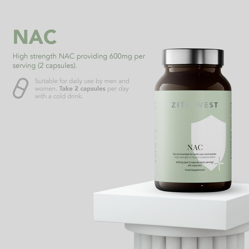 Zita West - High Strength N-Acetyl Cysteine (NAC) 600mg per 2 Capsules - Premium Nutritional Supplement for Men and Women - 60 Vegan Capsules (1 Month Supply) - BeesActive Australia