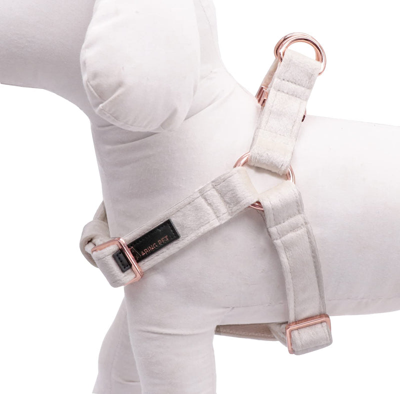 ARING PET Dog Halter Harness, Velvet Dog Harness, No Pull Dog Halter Harness, Adjustable Heavy Duty Dog Harness. Medium White - BeesActive Australia