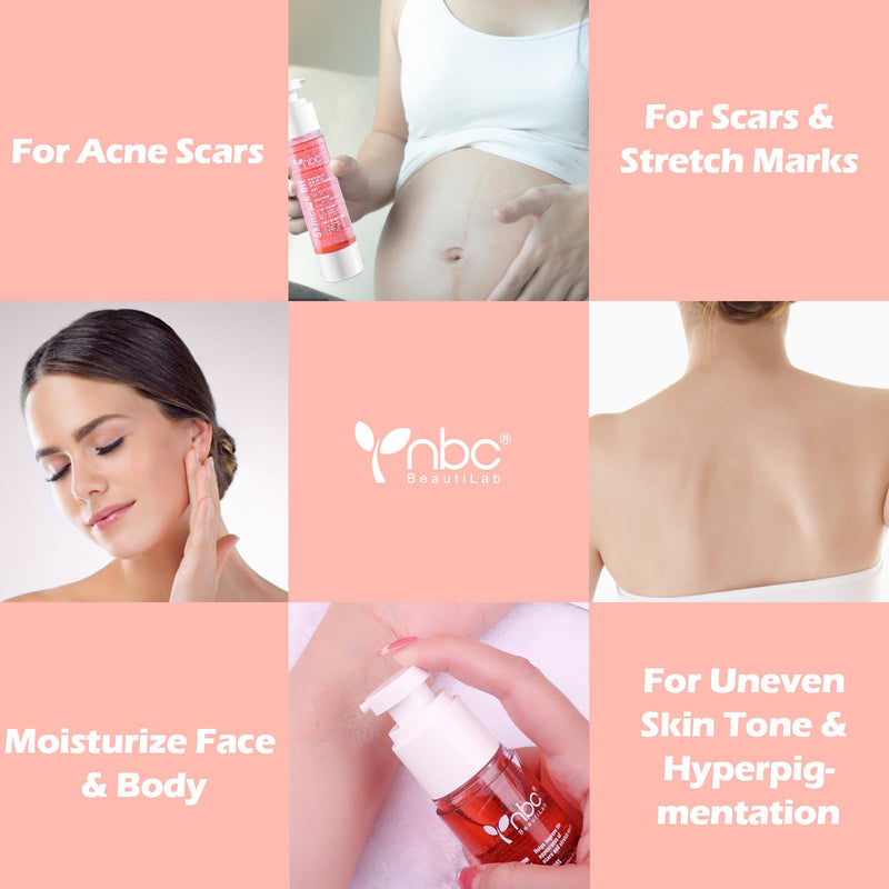 nbc BeautiLab -Oil Skincare Body Oil, Suitable for Scars and Stretch Marks and Improve the Appearance of neven Skin Tones, For All Skin Types，with Vitamin E -1.7oz - BeesActive Australia