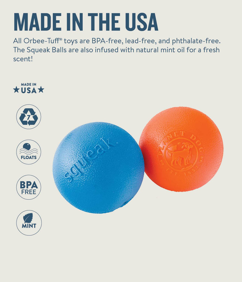 Planet Dog Orbee-Tuff Interactive Ball Dog Toys Squeak Ball One-Size Orange - BeesActive Australia
