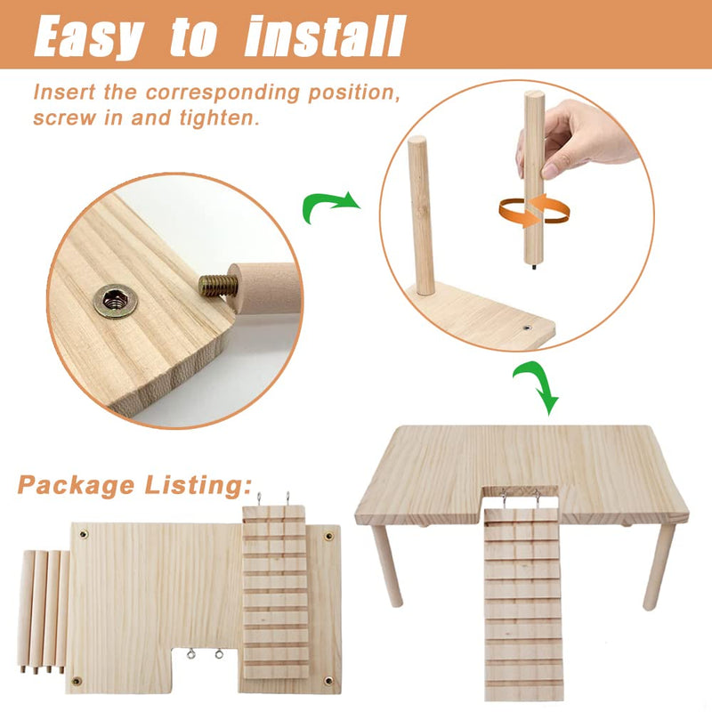 SINFUN Bird Wood Perch Playground Toy Hamster Wooden Play Gym Stand Table Parrot Platform with Climbing Ladder for Parakeet Conure Hamster Squirrel Gerbil Chinchilla Small Medium Birds Animals - BeesActive Australia