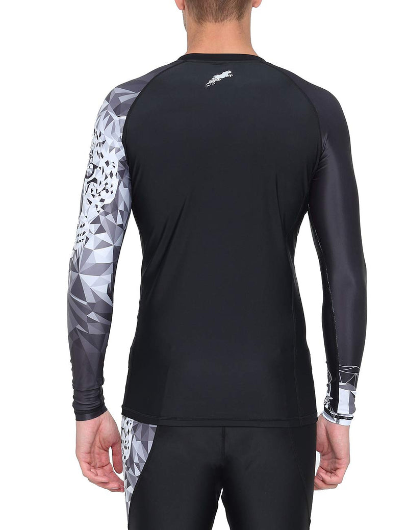 ADOREISM Men's Long Sleeve Rash Guard Compression Quick-Dry UPF 50+ Swim Shirt MMA BJJ X-Small Jaguar - BeesActive Australia