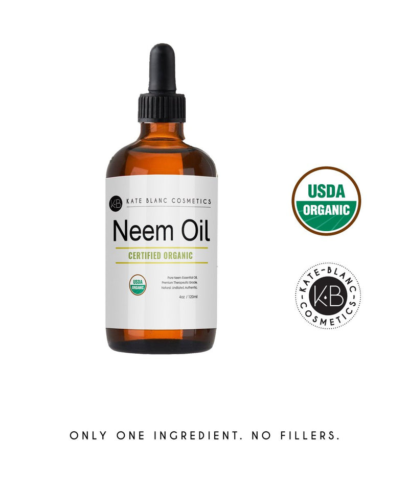 Organic Neem Oil (4oz) by Kate Blanc. USDA Certified Organic, Virgin, Cold Pressed, 100% Pure. Great for Hair, Skin, Nails, Acne and Plants. Natural Anti Aging Moisturizer - BeesActive Australia