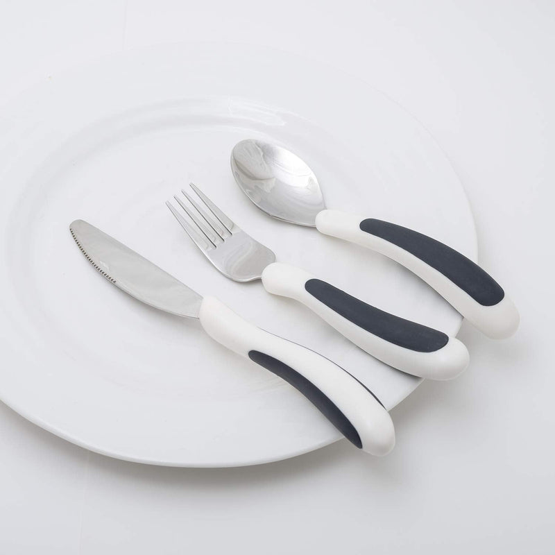 NRS Healthcare M80270 Kura Care Adult Cutlery Set, Easy Grip Set, Black & White Single - BeesActive Australia