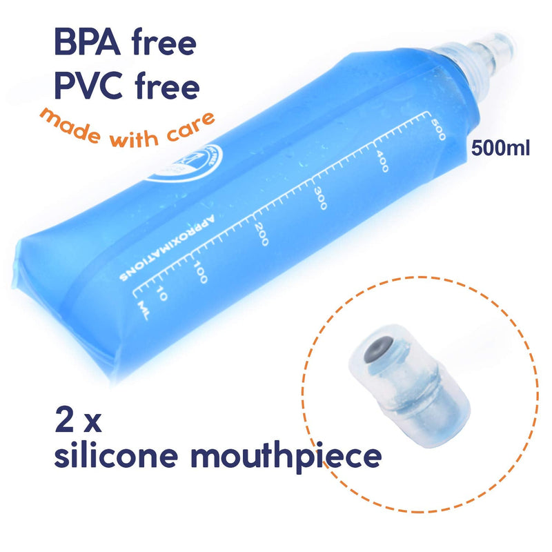 LIQUIDPACKPRO 500 ml Soft Water Bottle 17 oz Soft Flask Portable for Running, Ultra Marathon, Hiking and Cycling - BeesActive Australia